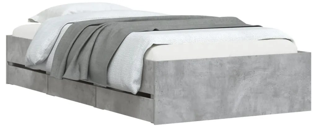 Estrutura de cama c/ gavetas derivados de madeira cinza-cimento