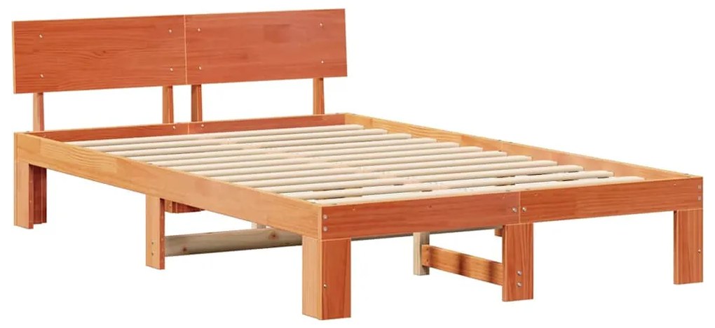Estrado de Cama com Cabeceira Castanho 120x200 cm Madeira de Pinho