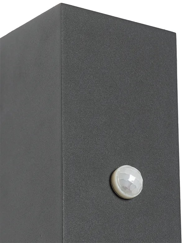 Candeeiro de parede cinzento escuro com 2 luzes IP44 com sensor de movimento - Baleno Moderno