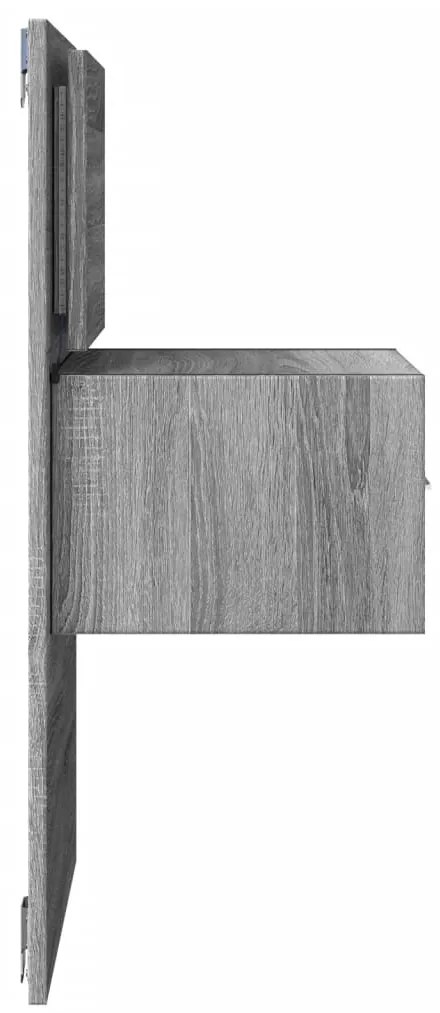 Mesa de cabeceira de parede com luzes LED cinzento sonoma