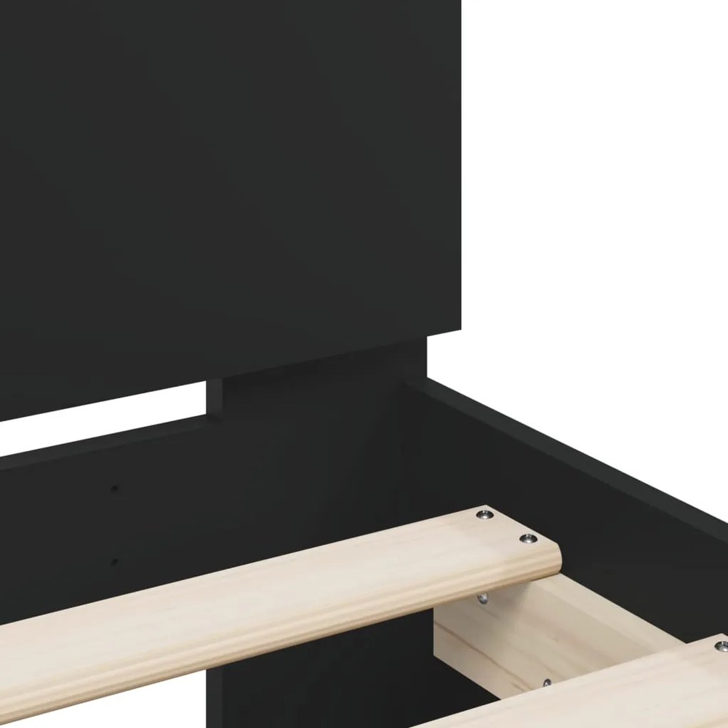 Estrutura cama c/ cabeceira 160x200 cm derivados madeira preto