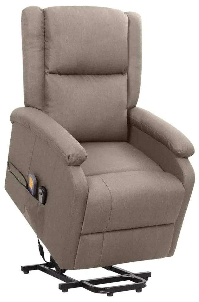 vidaXL Poltrona de massagens tecido cinzento-acastanhado