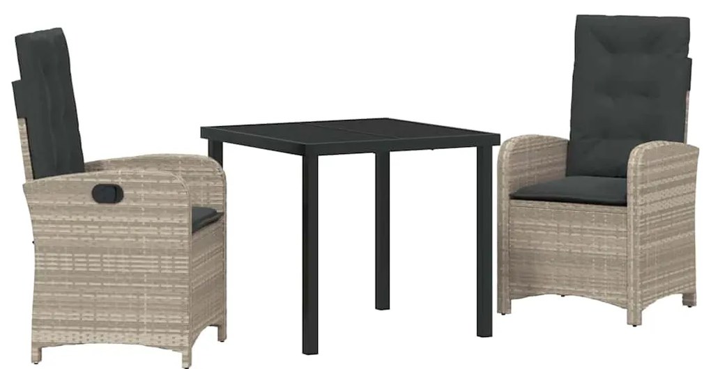 Conjunto de Jantar de Jardim com 3 Peças e Almofadas em Rattan Poliést