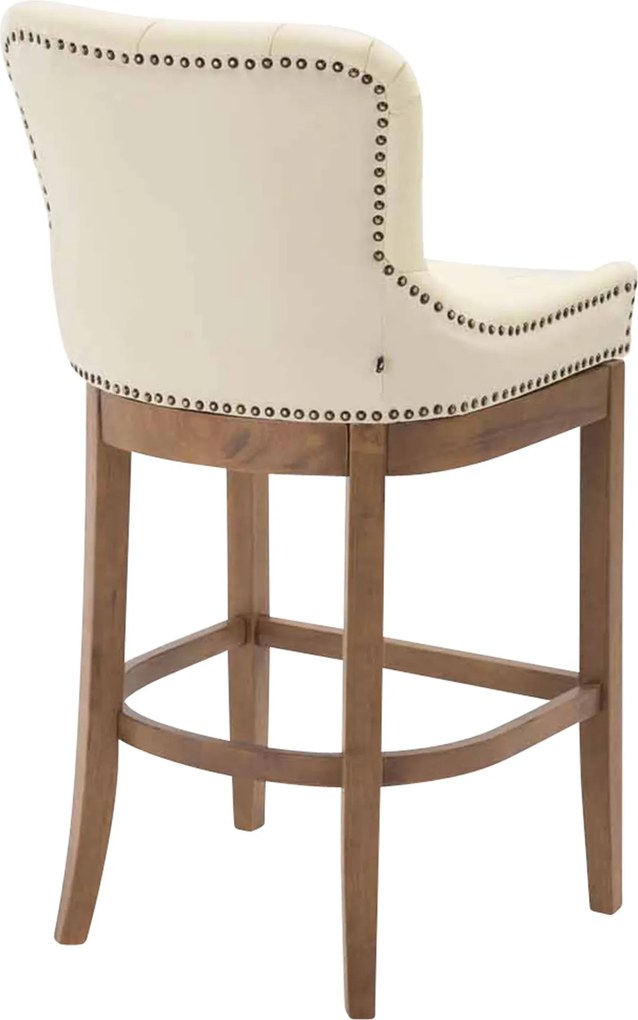 Banco de bar Lakewood em couro verdadeiro, creme