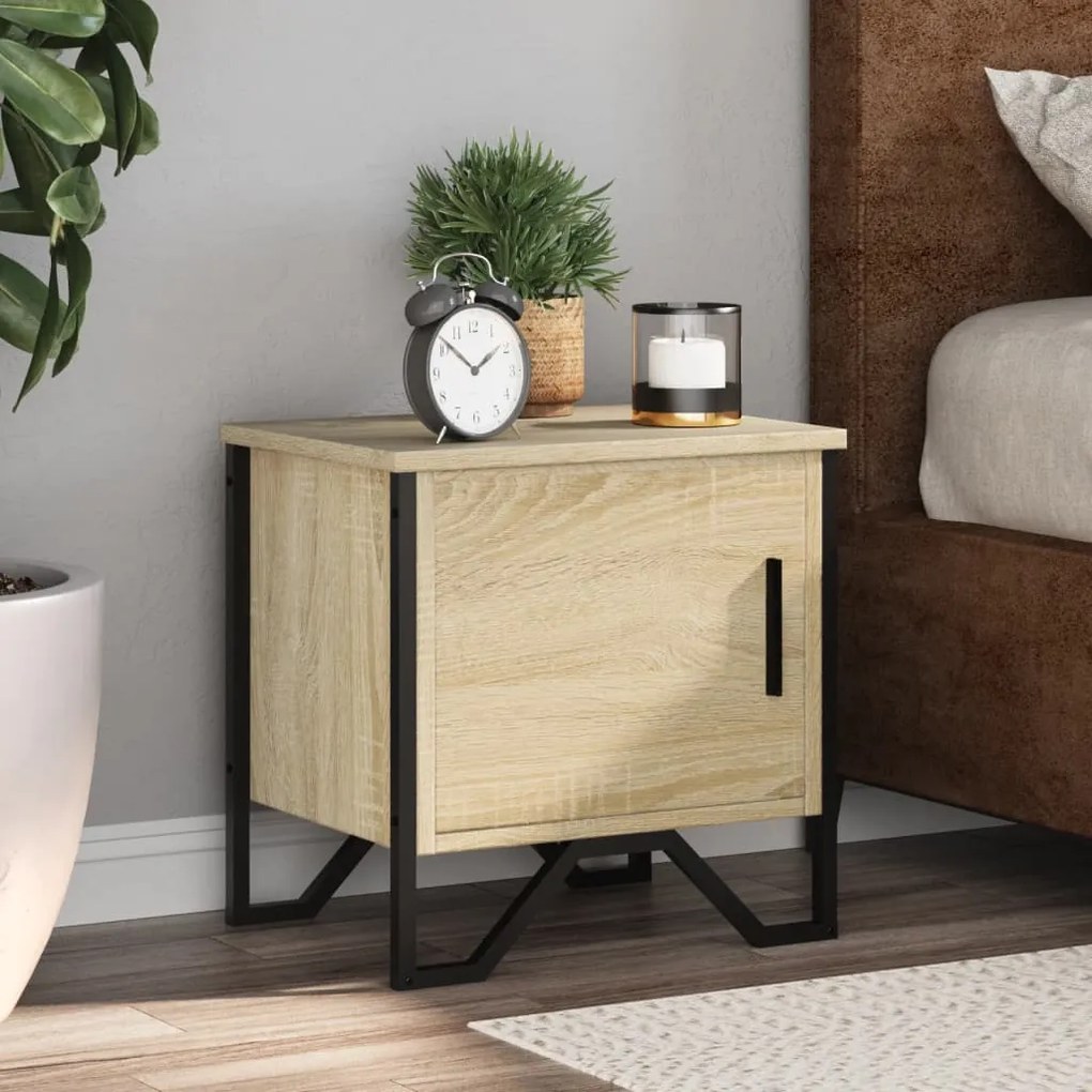 vidaXL Mesa de cabeceira 40x30x40 cm contraplacado carvalho sonoma