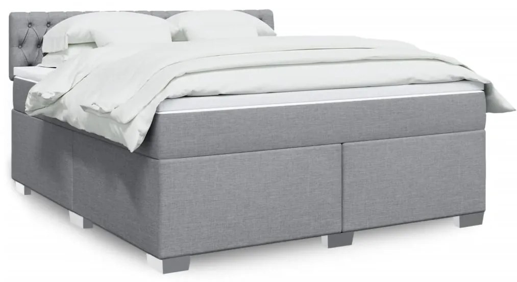 vidaXL Cama com molas/colchão 180x200 cm tecido cinzento-claro