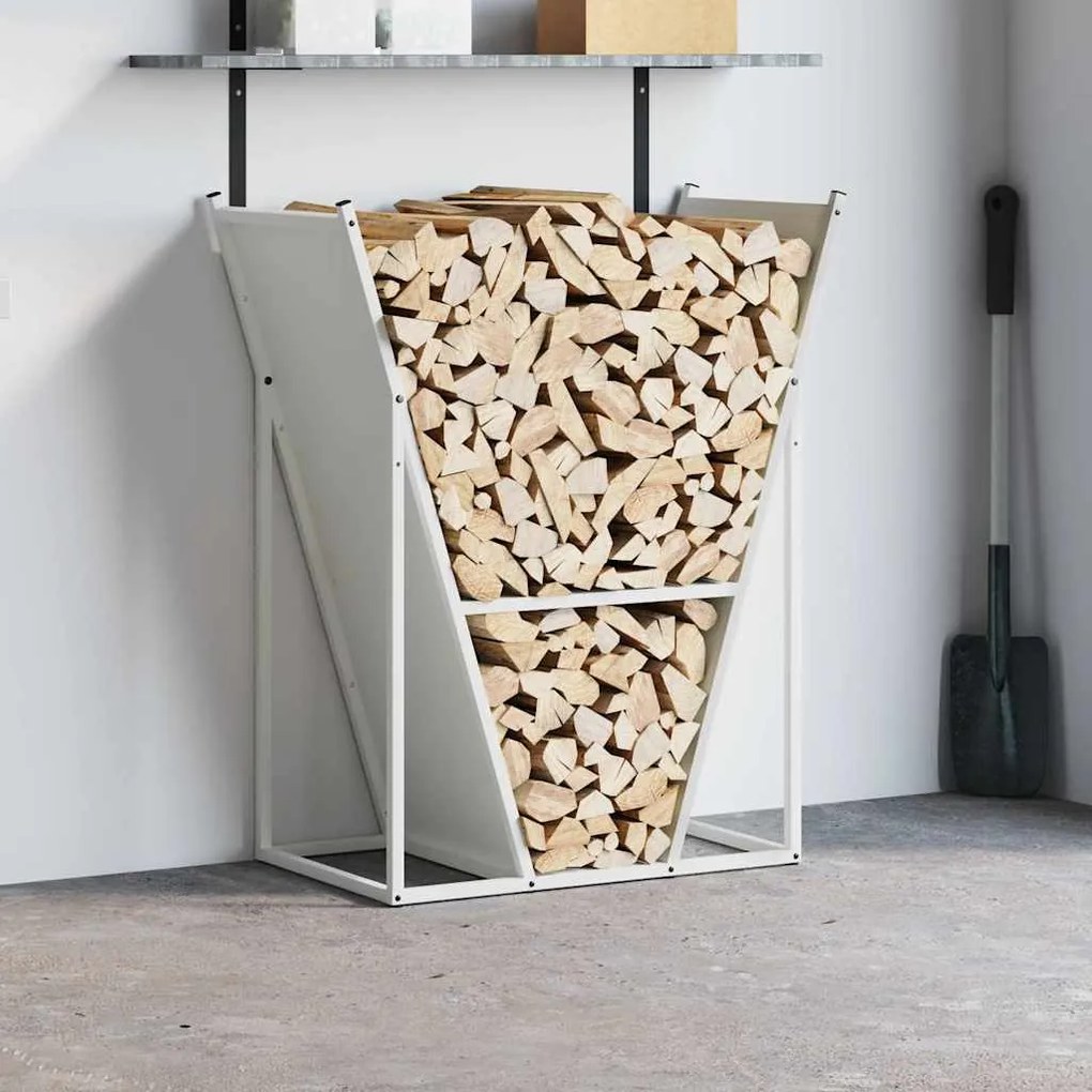 Suporte para lenha 69,5x35x81 cm aço laminado a frio branco