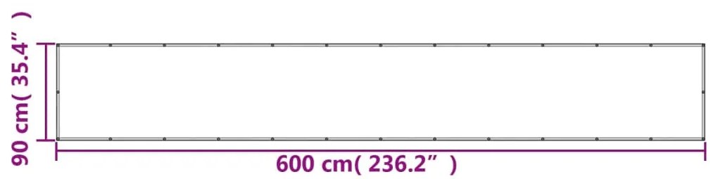 Tela de varanda 90x600 cm 100% poliéster oxford cinzento-claro