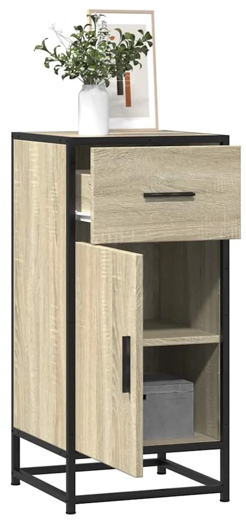 vidaXL Aparador 35,5x35x76 cm deriv. de madeira/metal carvalho sonoma
