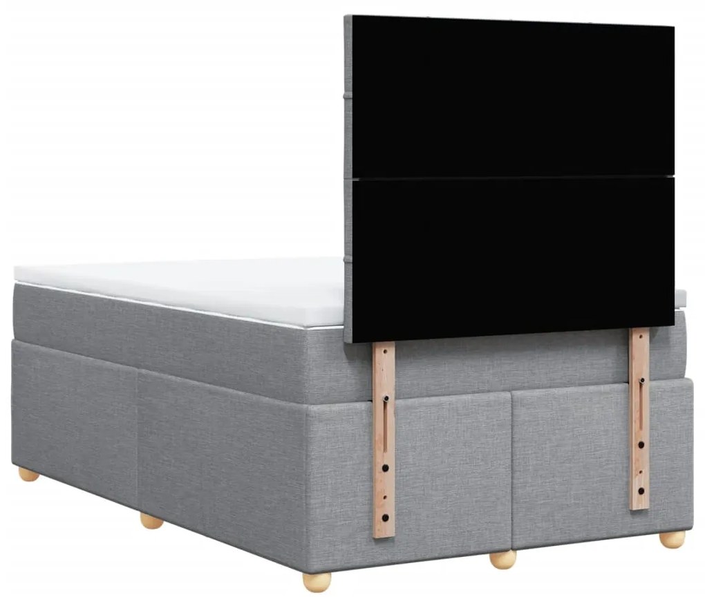 Cama boxspring com colchão 120x190 cm tecido cinzento-claro