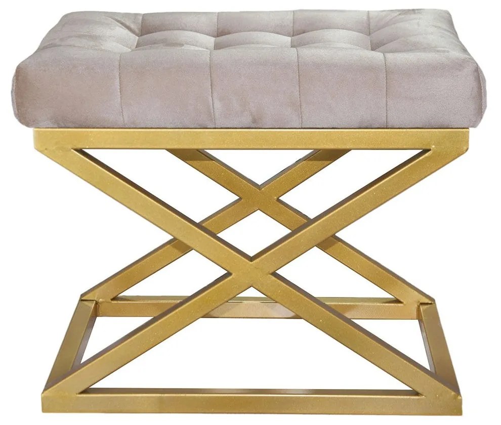 Pouffe Capraz – Dourado e Creme – 50x42x40 cm