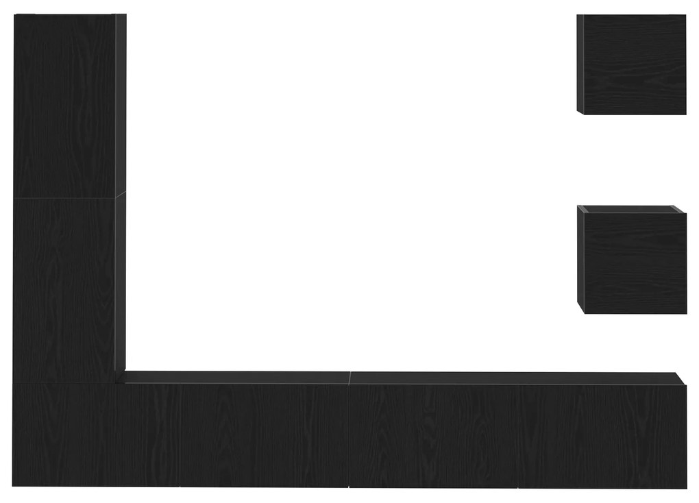 Conjunto de Rack pra TV de 6 Peças em Carvalho Preto