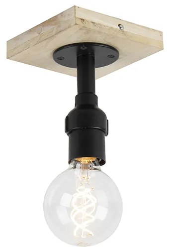 Plafon preto madeira sem abajur 1-luz - TUBS Industrial,Country / Rústico