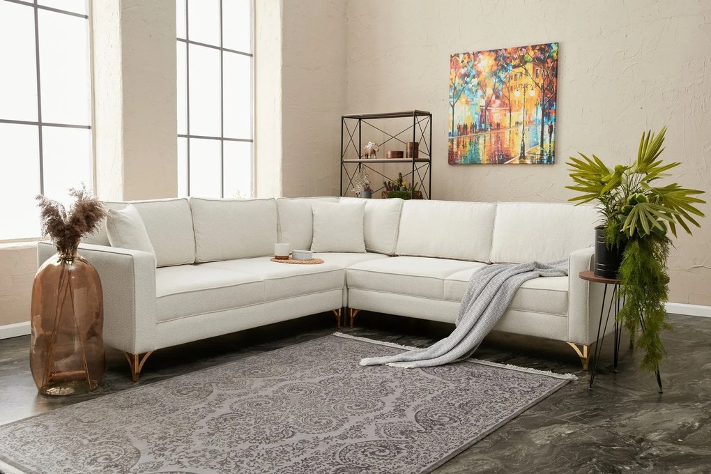 Sofá de Canto Berlin – Creme Dourado – 258 x 258 cm