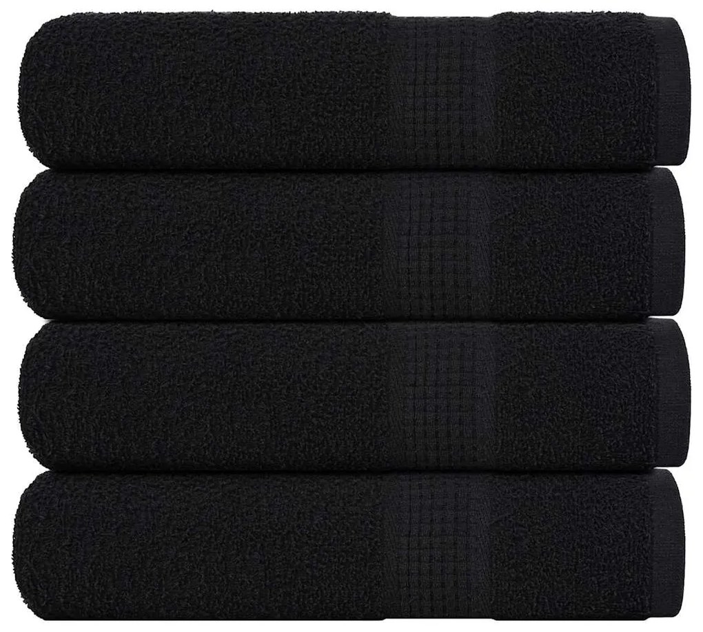 vidaXL Toalhas de mãos 4 pcs 50x100 cm 360 gsm 100% algodão preto