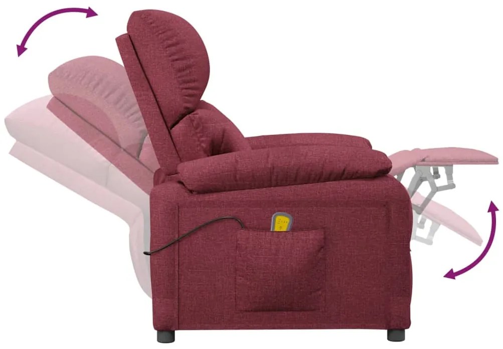 Poltrona de massagens elétrica reclinável tecido vermelho tinto