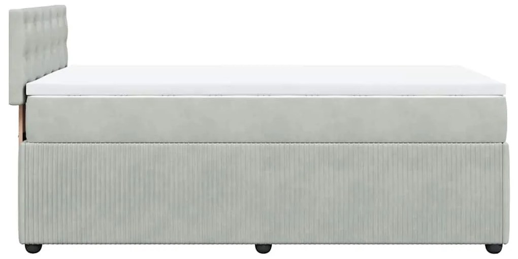 Cama com molas/colchão 90x190 cm veludo cinza-claro