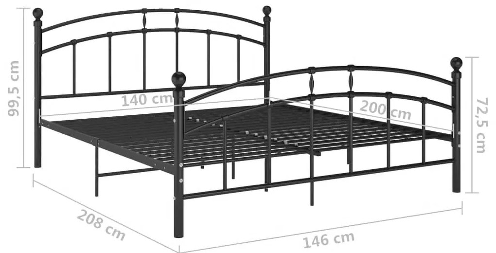 Estrutura de cama 140x200 cm metal preto
