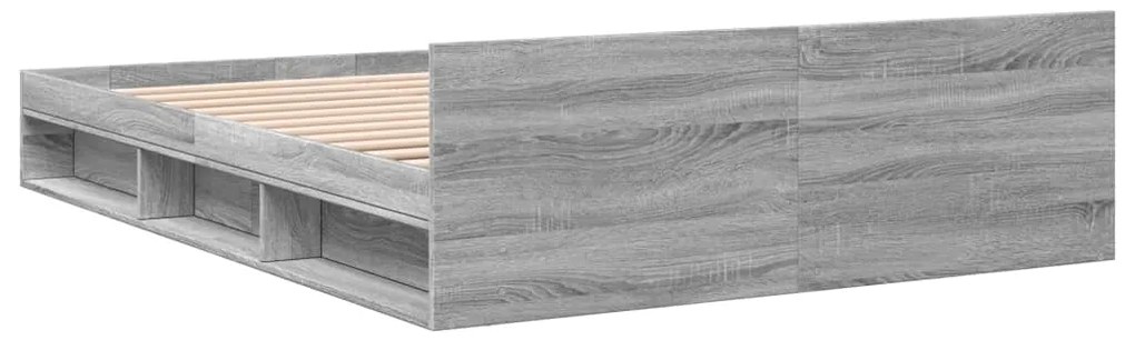 Estrutura de cama c/ gavetas derivados madeira cinza sonoma