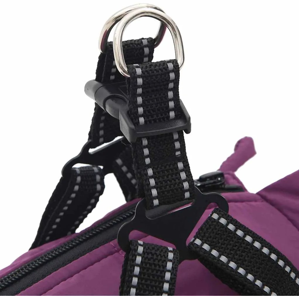 casaco para cães com arnês impermeável reflexivo roxo L32