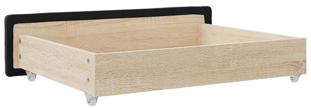 Gavetas de cama 2 pcs derivados de madeira e tecido preto