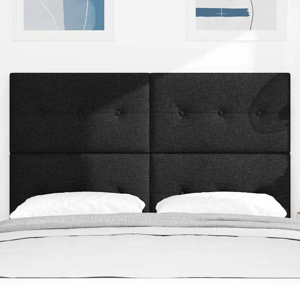 Cabeceira de cama LED preta de 80 cm em tecido