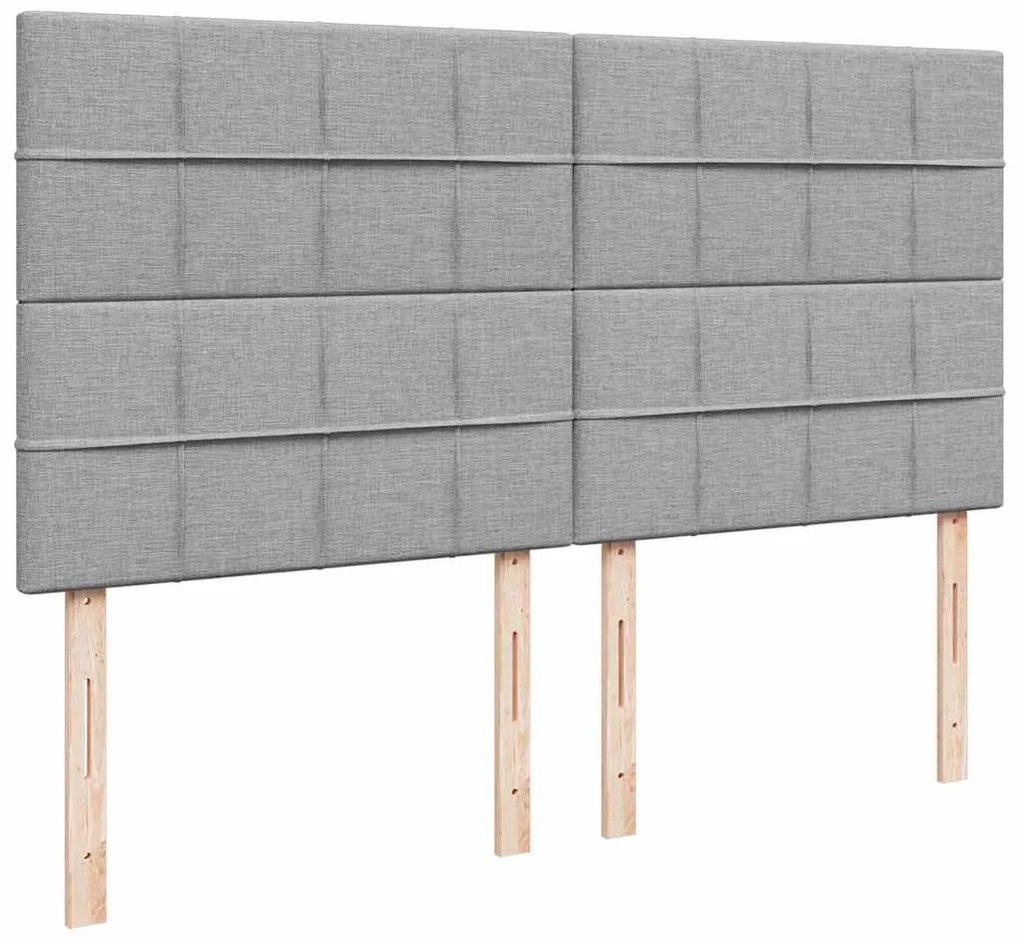Cama com molas/colchão 200x200 cm tecido cinza-claro