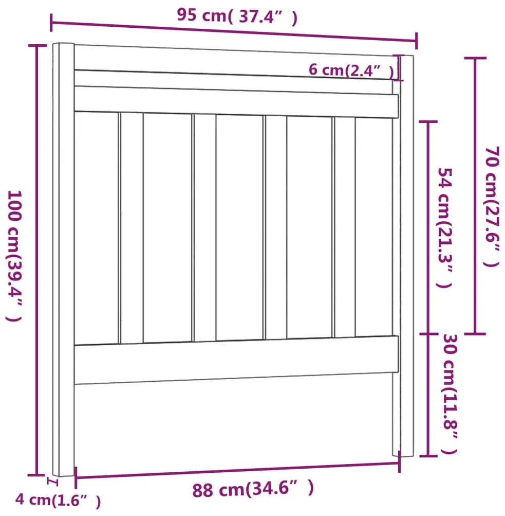 Cabeceira de cama 95x4x100 cm pinho maciço cinza