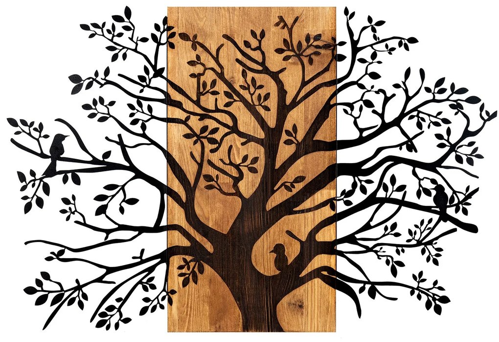 Acessório Decorativo de Parede Kavak – Preto e Nogueira – 85 x 58 cm