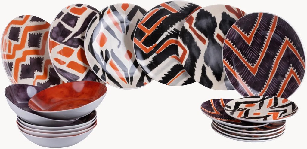 Serviço de jantar de porcelana Malindi, 6 pessoas, conjunto de 18