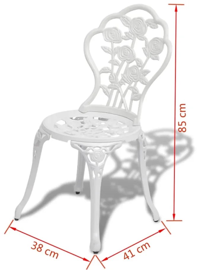 3 pcs conjunto bistrô alumínio fundido branco