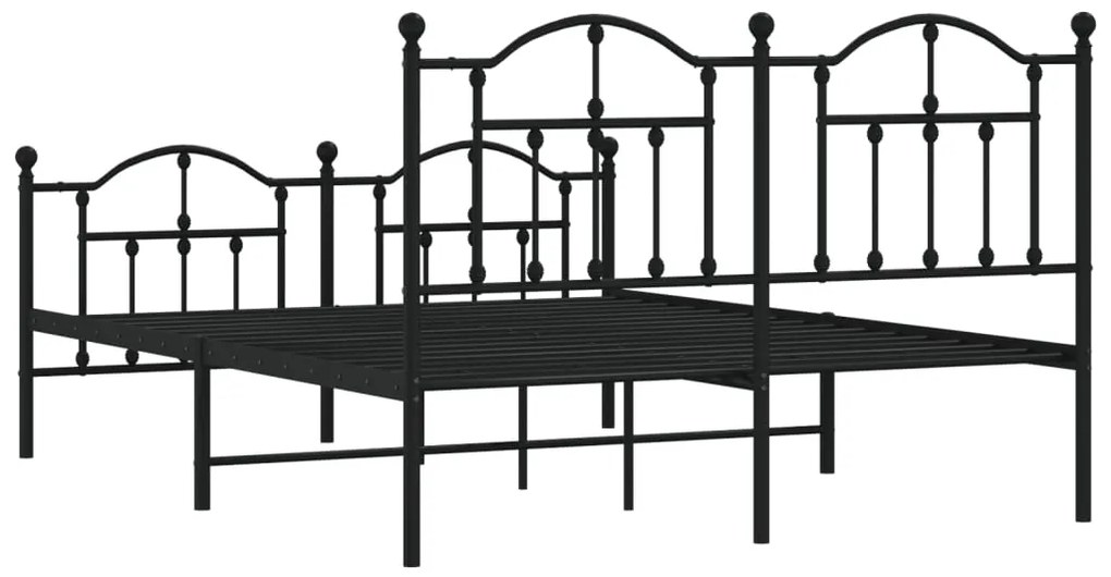 Estrutura de cama com cabeceira e pés 140x190 cm metal preto