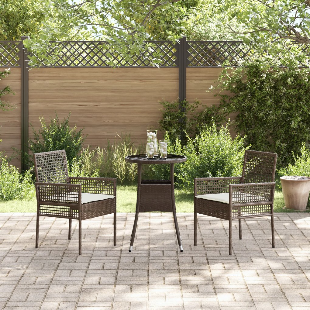 Conjunto de Jantar de 3 Peças Castanho em Rattan