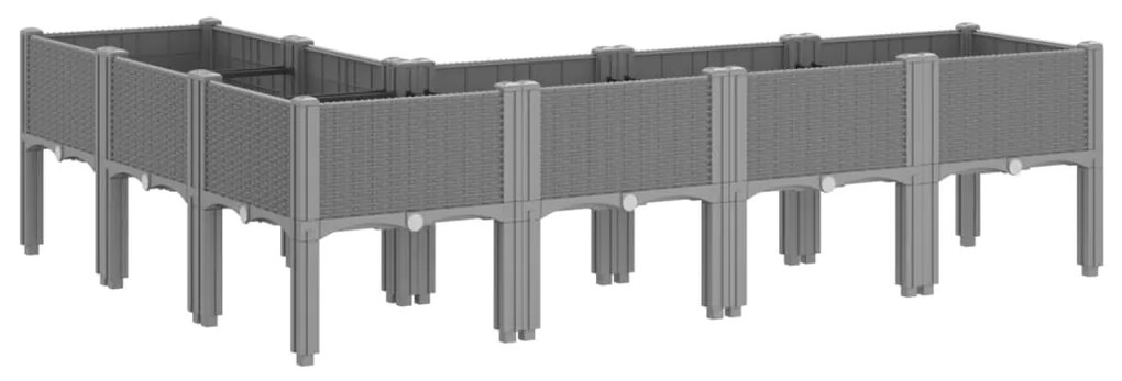 Vaso/floreira de jardim c/ pernas 160x120x42 cm PP cinza-claro