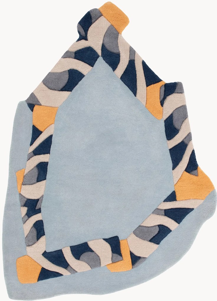 Tapete em lã artesanal com relevo Frame