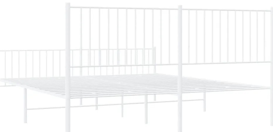 Estrutura de cama com cabeceira e pés 180x200 cm metal branco