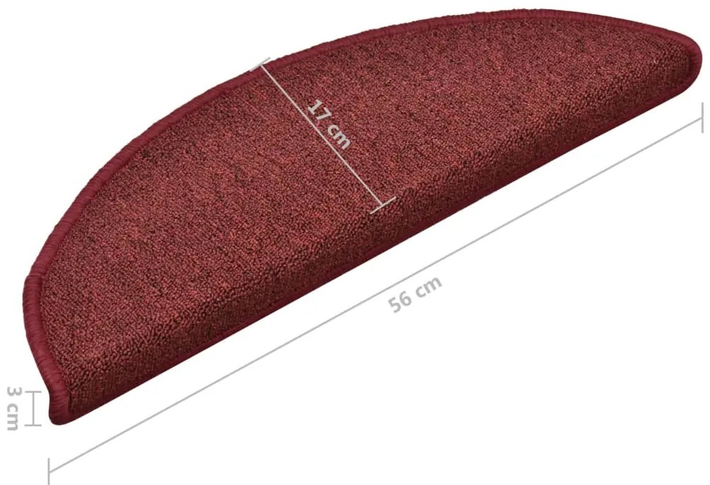 Tapete/carpete para degraus 15 pcs 56x17x3 cm vermelho