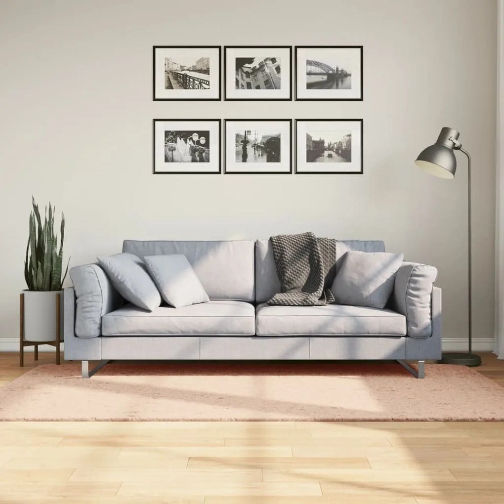 vidaXL Tapete pelo curto macio e lavável HUARTE 100x200 cm rosa-pálido