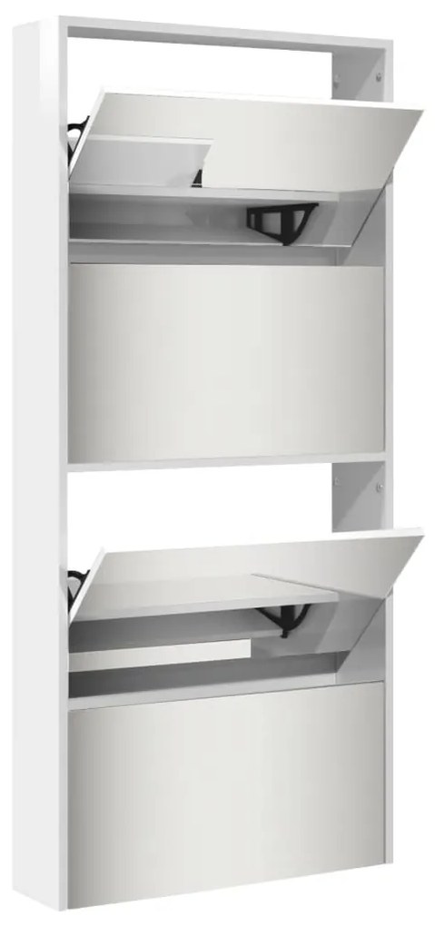 Sapateira c/ espelho 4 divisórias 63x17x134 cm branco brilhante