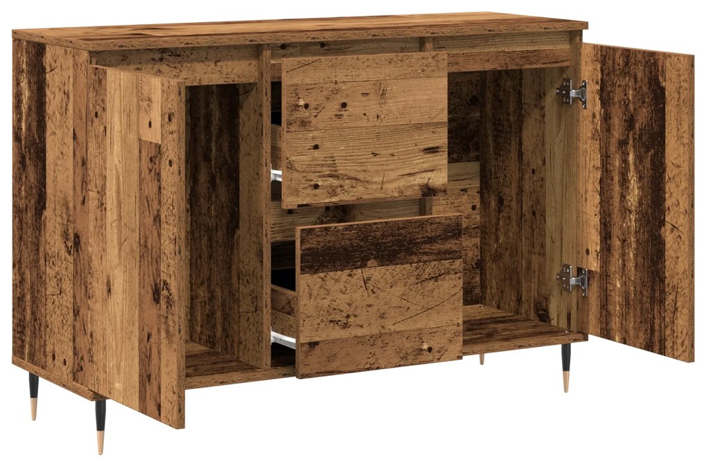 Buffet vidaXL com portas e gavetas Madeira antiga 101,5x35x70 cm
