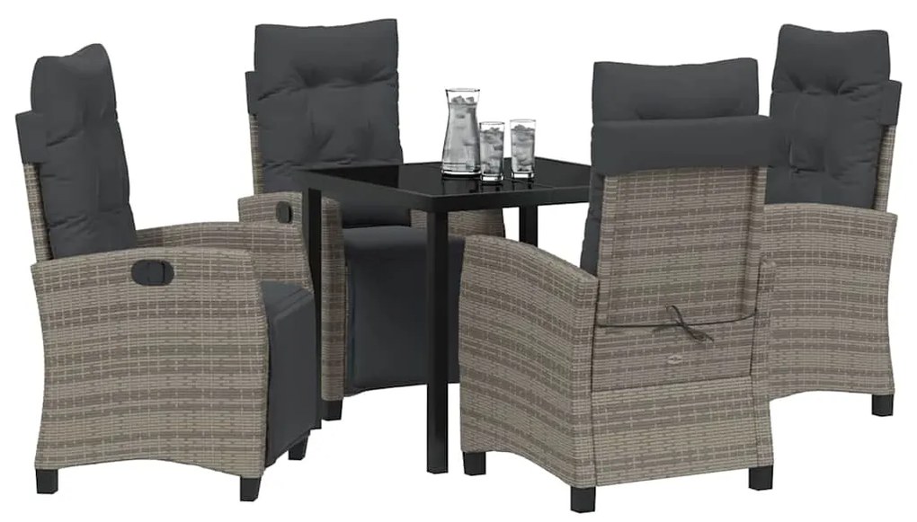 Conjunto de Jantar de Jardim com 5 Peças em Rattan Sintético Cinza