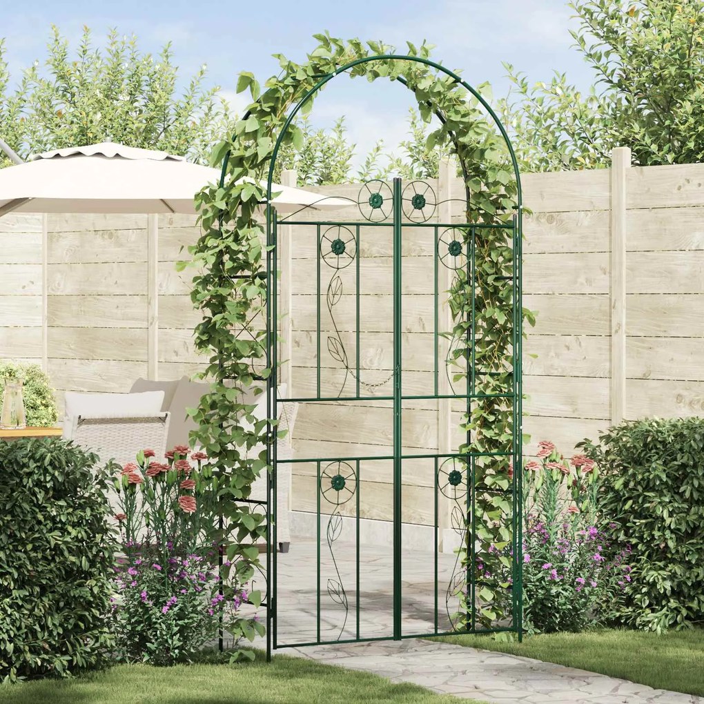 vidaXL Arco de Jardim Liso Verde 115 x 37 x 226 cm