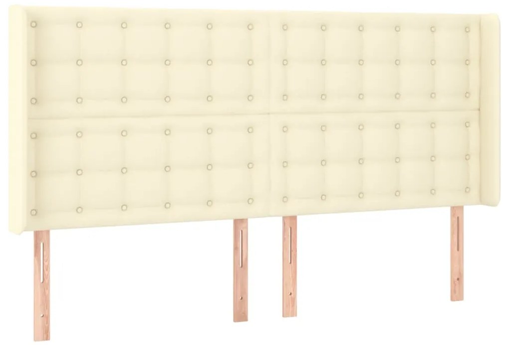 Cabeceira cama c/ LED 183x16x118/128 cm couro artificial crème