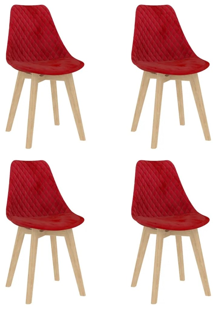 vidaXL Cadeiras de jantar 4 pcs veludo vermelho