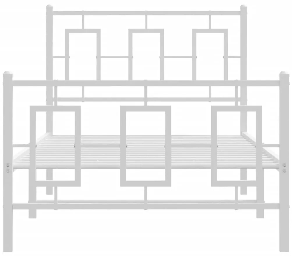 Estrutura de cama com cabeceira e pés 90x190 cm metal branco