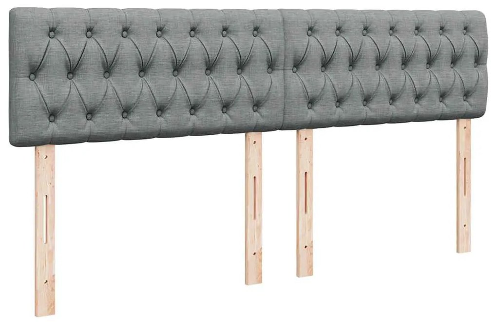 Cama com molas/colchão 200x200 cm tecido cinza-claro