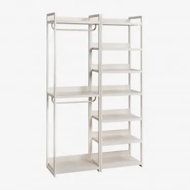 Guarda-roupa Modular Aberto Velunis De 2 Peças E Prateleiras De Ferro Gardénia Branco - Sklum