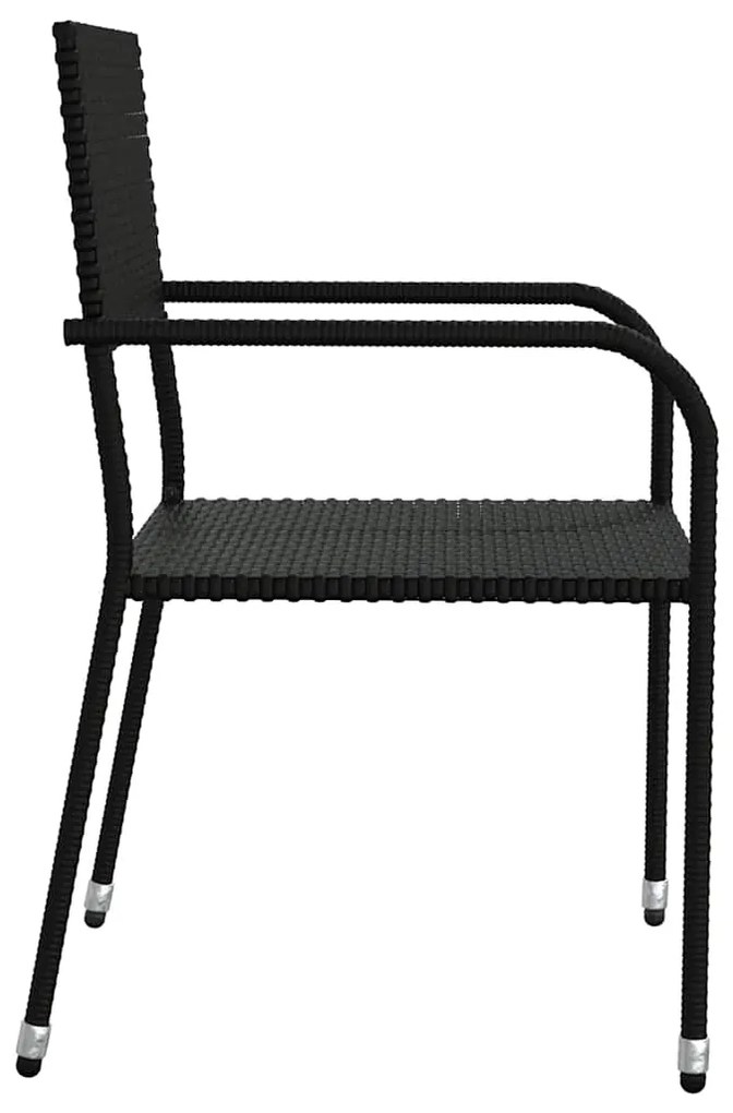 5 pcs conjunto de jantar p/ jardim vime PE preto