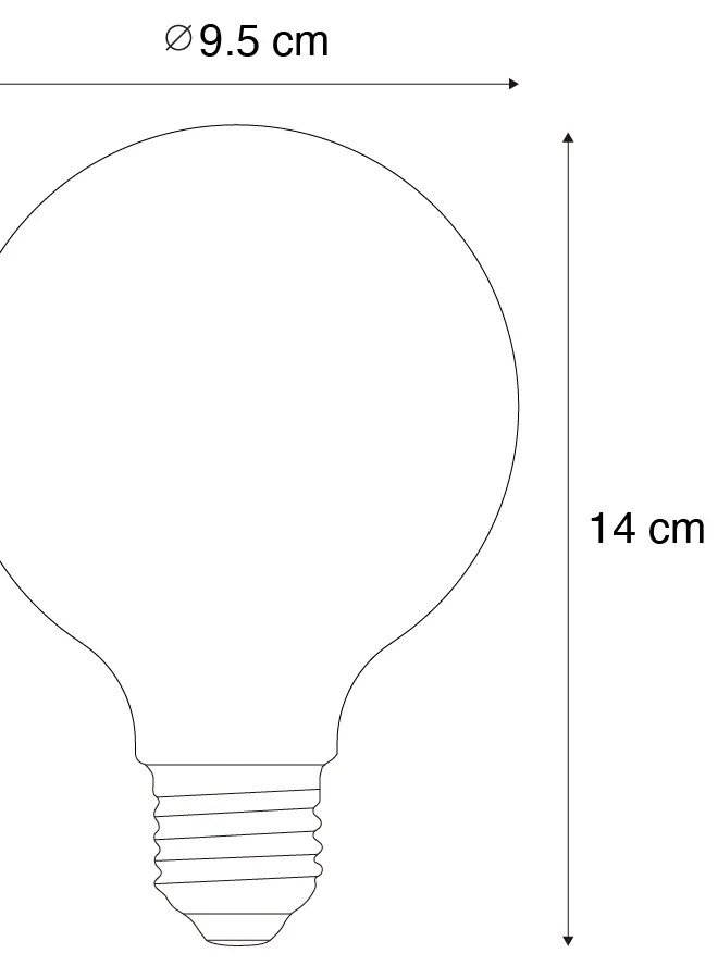 Conjunto de 5 Lâmpadas LED E27 Reguláveis de Filamento Espiral G95 Douradas 4W 270LM 2100K