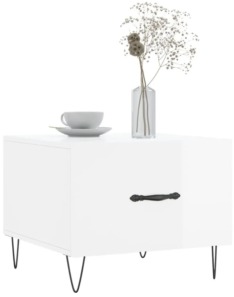 Mesas de centro 2 pcs 50x50x40 cm branco brilhante